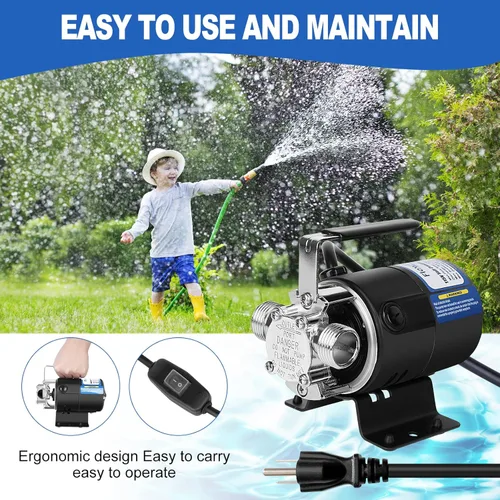 Miniatura 5 de Bomba de transferencia de agua de 110 V con interruptor conveniente, 1/10 HP 330 GPH con puertos de 3/4 pulgadas Bomba de agua de doble manguera