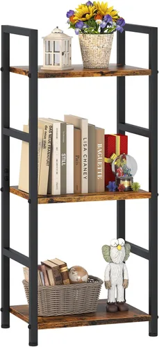 Miniatura 10 de Estantería pequeña para espacios pequeños, estantería industrial de 2 niveles, organizador de almacenamiento estrecho para sala de estar, dormitorio