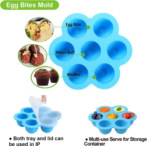 Miniatura 3 de Moldes de silicona para bocados de huevos para accesorios de olla instantánea de 6 cuartos de galón de 8 cuartos de galón, incluyendo salvamanteles