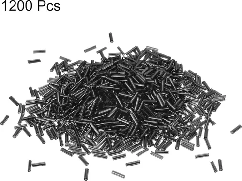 Miniatura 3 de uxcell 1200 cuentas de corneta, cuentas espaciadoras de tubo negro de 0.268 x 0.071 in, cuentas de vidrio forradas para hacer joyas, pulseras