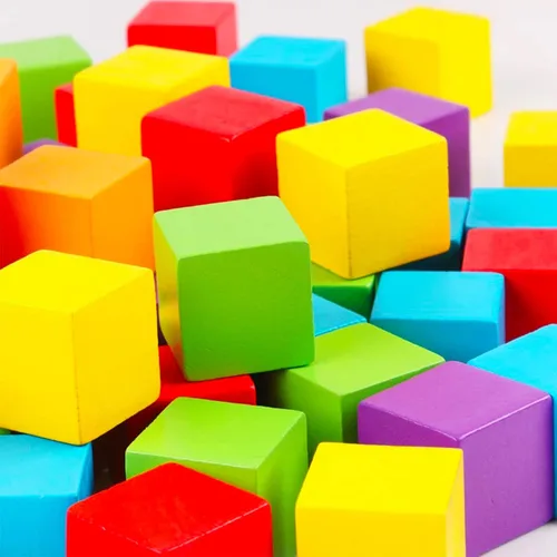Miniatura 6 de Coobbar Bloques de madera, paquete de 200 cubos cuadrados de madera para manualidades, bloques de madera, bloques de construcción, rompecabezas