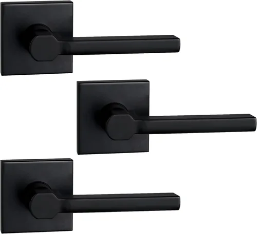 Miniatura 28 de NEWBANG Palanca de puerta de cama/baño para privacidad Baño e interior Manija de cerradura de puerta en negro mate envejecido, HD1601-DB-BK-1P
