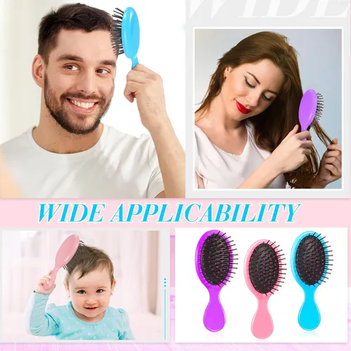 Miniatura 6 de 100 mini cepillos coloridos desenredantes de viaje, cerdas suaves para peinar el cabello suave y sin enredos para cabello seco/húmedo, niños