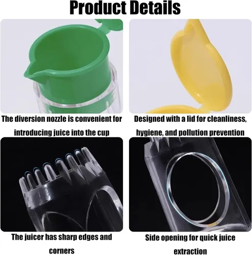 Miniatura 4 de Exprimidor de limón con tapa de rosca, exprimidor manual de 4 piezas con filtro, exprimidor de cítricos portátil para limón/lima/naranja, exprimidor