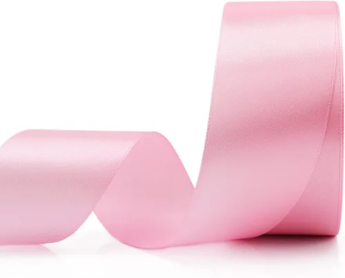 Cinta de 25 yardas para envolver regalos, manualidades, decoración de boda, ramos de flores, arreglos de fiesta (1 1/2 pulgadas x 25 yardas, rosa