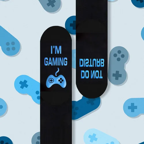 Miniatura 25 de AGRIMONY Calcetines divertidos con texto en inglés «Do Not Disturb Gaming» para hombres, mujeres, adolescentes, niños, Pascua, padres, cumpleaños