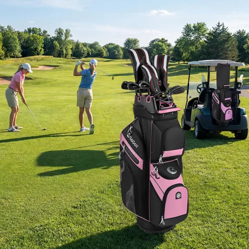 Miniatura 7 de Tangkula Bolsa de carrito de golf con divisores de longitud completa de 14 vías, 6 bolsas moldeadas con cierre superior de golf con 11 bolsillos
