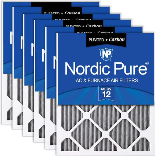 Nordic Pure 16x20x1 (15 1/2 x 19 1/2 x 3/4) Filtros de aire para caldera MERV 12 plisados con carbón, paquete de 6