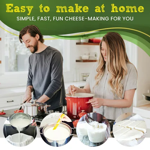 Miniatura 6 de El mejor kit de fabricación de quesos – Kit de bricolaje para 10 quesos: Mozzarella, Mascarpone, Feta, Ricotta – Incluye cuajo y folleto