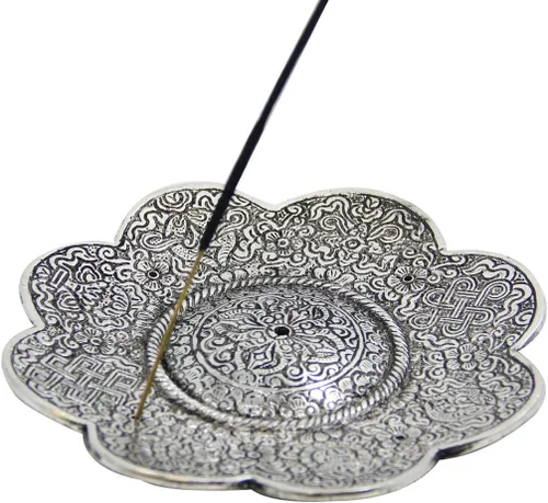 DharmaObjects Quemador de incienso de loto tibetano grande 3 en 1 de 6 pulgadas de diámetro