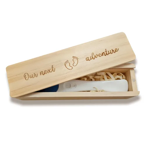 Miniatura 8 de Caja de recuerdo de prueba de embarazo, anuncio de embarazo para papá, ideas de anuncios de bebé, caja de recuerdo de madera para bebés