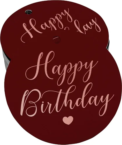 Miniatura 60 de Etiqueta de papel para colgar con texto en inglés «Happy Birthday» (50 unidades)