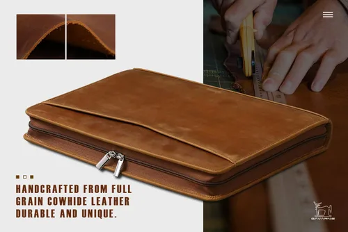 Miniatura 5 de Portafolio de cuero personalizado para hombres, regalos grabados para el día del padre para el marido de parte de la esposa, regalos de cuero Marrón
