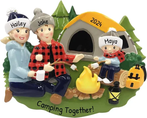 Miniatura 7 de Adorno personalizado en 3D de nuestra primera Navidad 2025 para parejas, para campamento, malvaviscos, para parejas, 2025, familia de 2 al aire