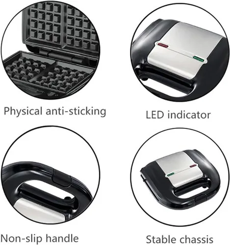 Miniatura 7 de Combo de sándwiches Panini Press Grill 8 en 1, prensa para sándwiches y parrilla con placas de parrilla extraíbles, mango de tacto fresco, luces