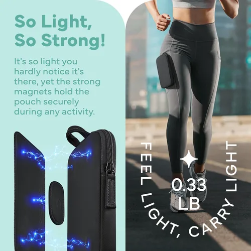 Miniatura 3 de Soporte de teléfono para correr para hombres y mujeres – Bolsa magnética para caminar, trotar y hacer ejercicio – Se sujeta en la pierna, el pecho