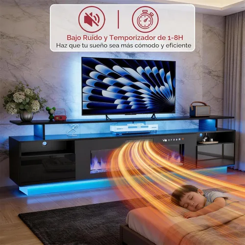 Miniatura 6 de FJTJBSI Soporte de TV con chimenea de 70 pulgadas con chimenea eléctrica de 36 pulgadas, centro de entretenimiento con estación de carga y consola