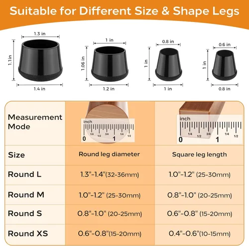 Miniatura 2 de 24 piezas de protectores de pata de silla de silicona extra pequeños (1,5 cm - 2 cm) almohadillas de goma y fieltro para patas de muebles