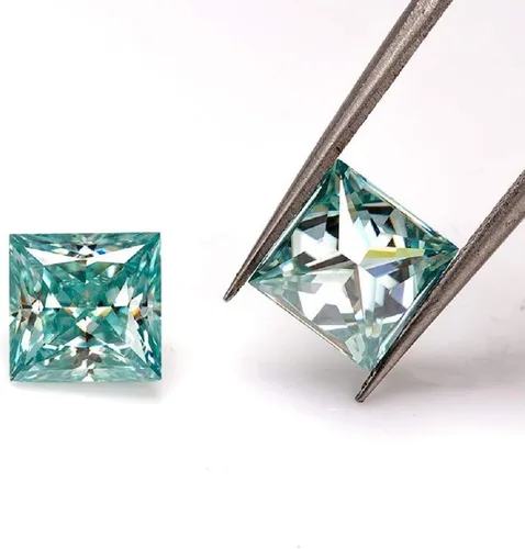 Miniatura 6 de ERAA JEWEL Moissanita suelta de 3.00 quilates, piedra de moissanita de color azul, claridad VVS1, piedra preciosa brillante de corte princesa