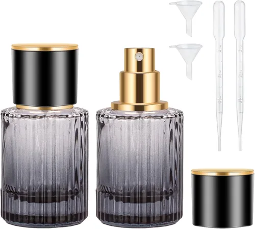 Botella de Perfume Vintage de Viaje Vacía, 2 piezas de 30 ml de Alta Calidad, Atomizador de Perfume Portátil con Embudo y Gotero, Atomizador de