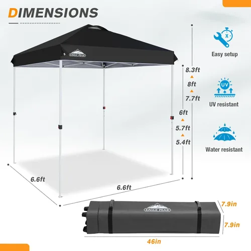Miniatura 551 de EAGLE PEAK Tienda de campaña desplegable con bolsa de transporte con ruedas, 8 estacas, 4 cuerdas, 4 bolsas de peso, toldo de tienda de campaña