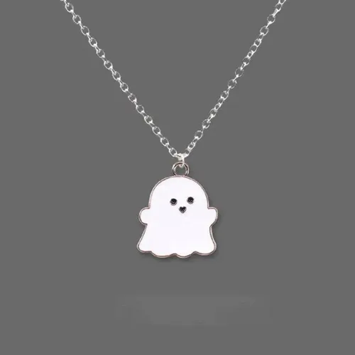 Miniatura 5 de 1 unidad2 collares con colgante de fantasma blanco y negro, dibujos animados, fantasma, amistad, pareja, encantador, collar de fantasma, colgante