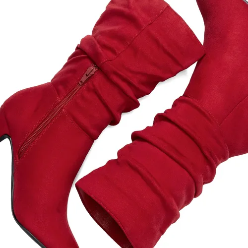 Miniatura 2 de DREAM PAIRS - Botas de tacón alto para mujer, de media pantorrilla, con punta puntiaguda, holgadas, Botas de otoño