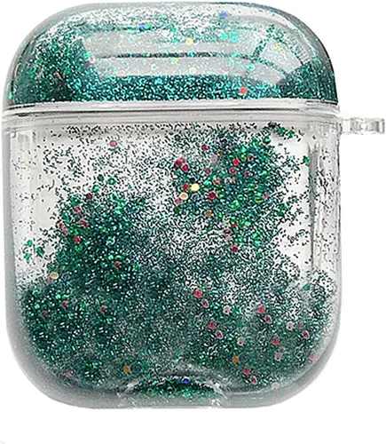 Miniatura 8 de UnnFiko Bling Quicksand - Funda compatible con AirPods 1 y 2, bonita funda protectora líquida brillante, divertida y creativa, dura y transparente