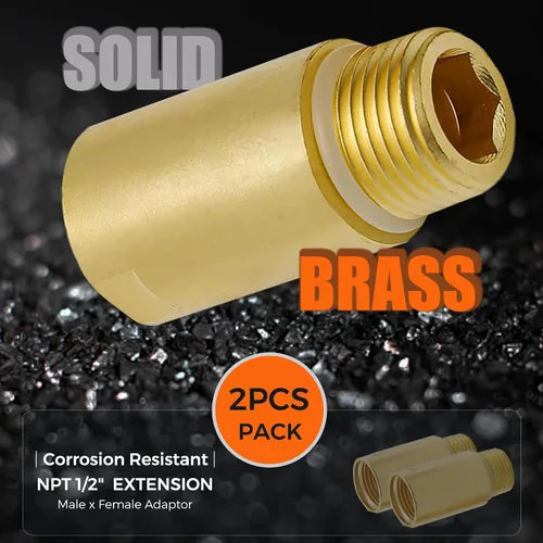 Miniatura 7 de (2 piezas) Adaptador de fontanería de tubo de latón mejorado con junta tórica de goma, 1/2" NPT macho x 1/2" NPT hembra acoplador de montaje