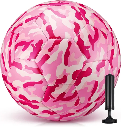 Miniatura 7 de Libima Balón de fútbol de camuflaje con inflador, tamaño oficial 4, para interiores y exteriores, colorido y suave, juguete para niños y niñas, Azul
