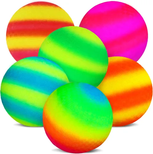 Hooqict Paquete de 6 bolas de 8.5 pulgadas para patio de recreo con bomba de mano y 6 bolsas portátiles de red de bolas, pelotas deportivas