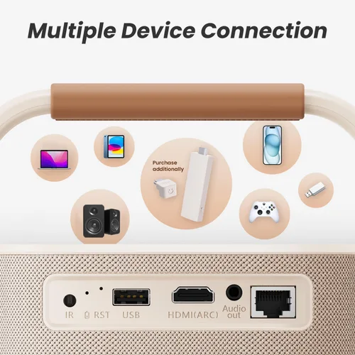 Miniatura 7 de [Sonido de JBL y batería integrada] Proyector para exteriores Yaber T2 con WiFi 6 y Bluetooth, proyector portátil de película inteligente Native