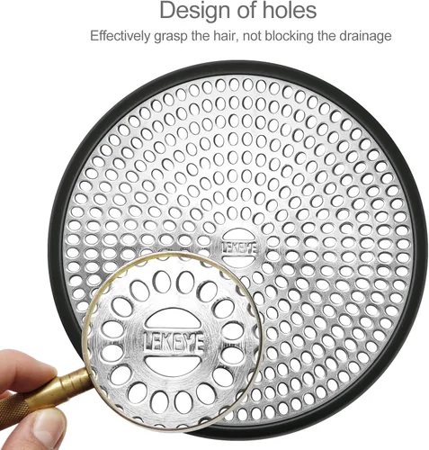 Miniatura 4 de LEKEYE Atrapa cabellos para el drenaje de la ducha Colador Cubierta para el drenaje de la ducha Protector para el drenaje del baño, acero Negro