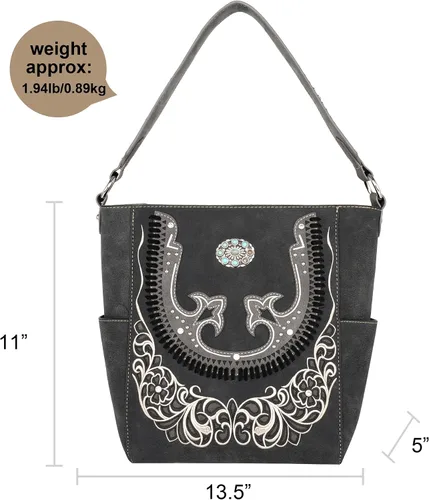 Miniatura 6 de Montana West Bolsa de transporte oculta de la colección Boot Scroll para mujer bolso de hombro occidental de cuero vegano con cartera