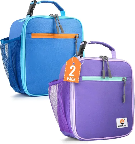 Miniatura 16 de CaCTOUR Lonchera para Niños, 2 Paquetes Bolsa de Almuerzo Aislada para Niñas y Niños, Bolsa Suave Mini Enfriador Regreso a la Escuela Bolsa