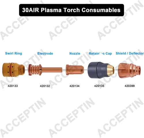 Miniatura 2 de 420132 Electrodos 10pcs & 420134 Boquillas 10pcs Fit 30 consumibles de plasma AIR