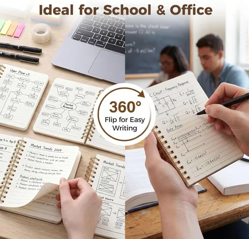 Miniatura 5 de Koogel 4 cuadernos pequeños en espiral, de 4.5 x 5.7 pulgadas, minilíneas de bolsillo con rayas universitarias, cuadernos de tapa dura, cuadernos