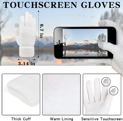Miniatura 3 de Winter Hat Scarf Gloves and Ear Warmer, Warm Knit Beanie Hat Touch Screen Gloves Set Winter Gifts Neck Scarves for Women
