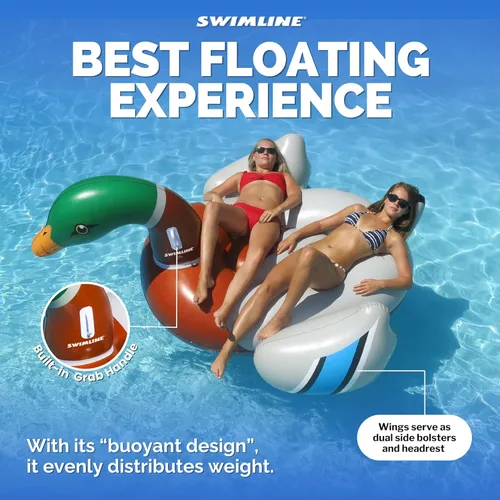 Miniatura 3 de SWIMLINE Flotador Original 90621 de Cisne Inflable Gigante para Piscina Flotador Montable de Descanso con Patas Estables Alas Grande Montable