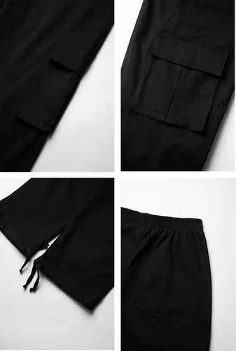 Miniatura 6 de THWEI - Pantalones cargo casuales para hombre, joggers deportivos de algodón, pantalones sueltos y rectos tipo sudadera