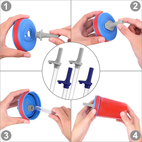 Miniatura 6 de XANGNIER Pajitas de repuesto y válvula de mordida compatible con botella de agua Zak Designs Kelso de 15 onzas, 4 popotes de silicona reutilizables