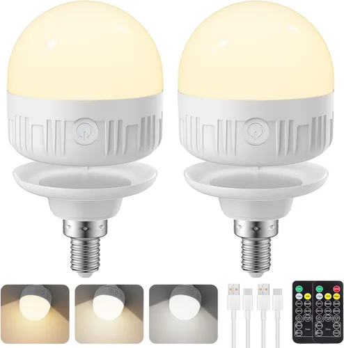 Miniatura 11 de SCOPOW Bombilla recargable con control remoto – 8W 600LM E26 bombillas recargables regulables temporizador de control y 3 temperaturas de color + 15