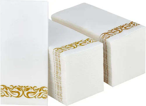 Paquete de 200 toallas desechables para invitados, toallas de mano suaves y desechables, servilletas de baño decorativas para fiestas, cenas, bodas,