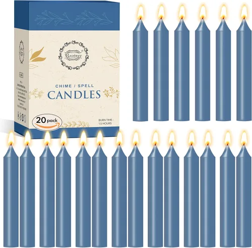 Miniatura 14 de Raajsee Paquete de 20 mini velas cónicas sin perfume, rojas 5 pulgadas (alto) velas para cena sin humo y sin goteo cera de parafina con mechas