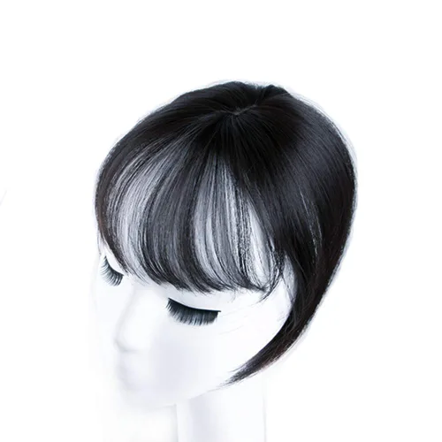 Miniatura 5 de Mini postizo de flecos recto clip en la frente con extensión de flequillo Wispy Negro Marrón
