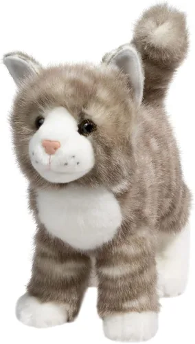 Miniatura 3 de Douglas Zipper - Gato atigrado gris de felpa con cremallera, animal de peluche