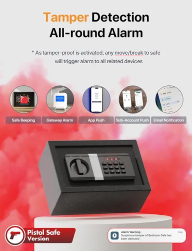 Miniatura 3 de FORFEND - Cajas Fuertes Inteligentes para el Hogar Desbloqueo/Alarma por App de Caja Fuerte WiFi Control por Voz, Alarma SOS de Secuestro