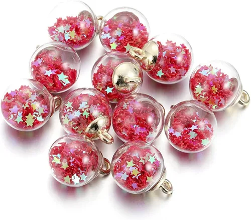 Miniatura 16 de 10 unids/lote de 0.630 in transparente bola de cristal encantos estrella lentejuelas colgantes para DIY pendientes collar joyería fabricación