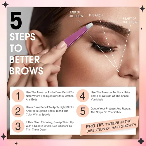 Miniatura 5 de Mudder Juego de 12 pinzas para cejas para cabello facial, pinzas de punta inclinada de acero inoxidable a granel para hombres y mujeres (multicolor)