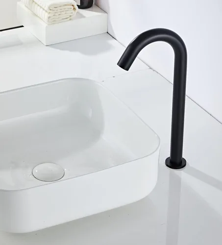 Miniatura 3 de Grifo de recipiente con sensor automático sin contacto, grifo de baño de cocina negro, sensor infrarrojo de movimiento eléctrico sin contacto